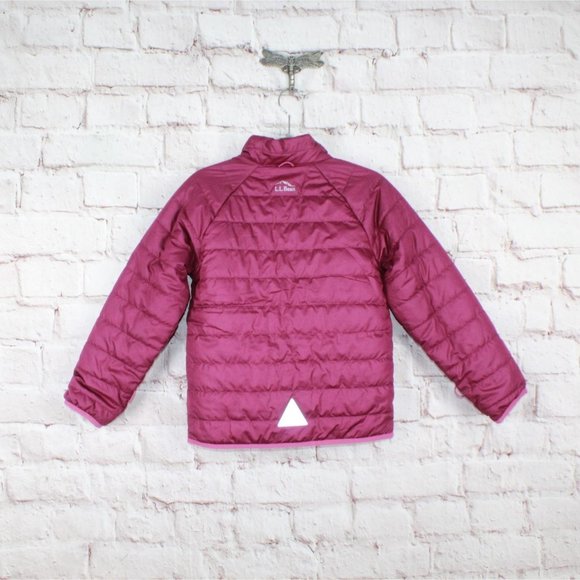 LL Bean Pink Quilted Waterproof Full Zipper All-Season Jacket Size M 5-6 - Picture 9 of 10